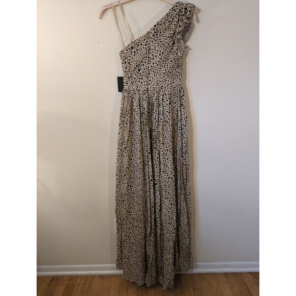 NWT New Mac Duggal Sz 2 Cheetah Dalmation One Shoulder Animal Print Maxi Dress - Picture 6 of 6